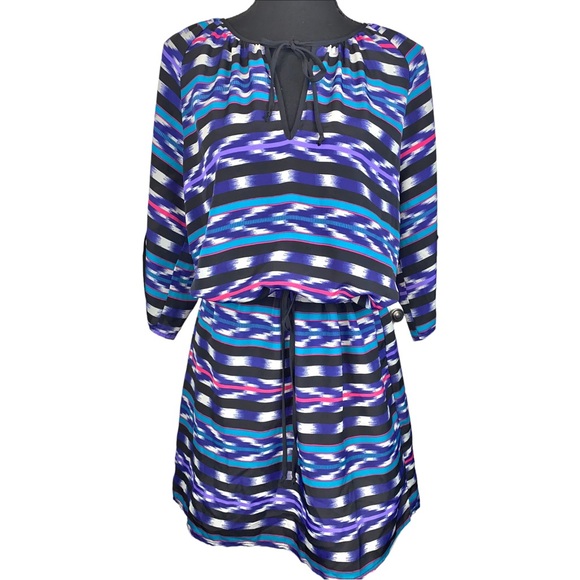 YUMI KIM Anthropologie ☆ Colorful Silky Drawstring Peasant Dress ☆ Size Medium - Picture 1 of 5
